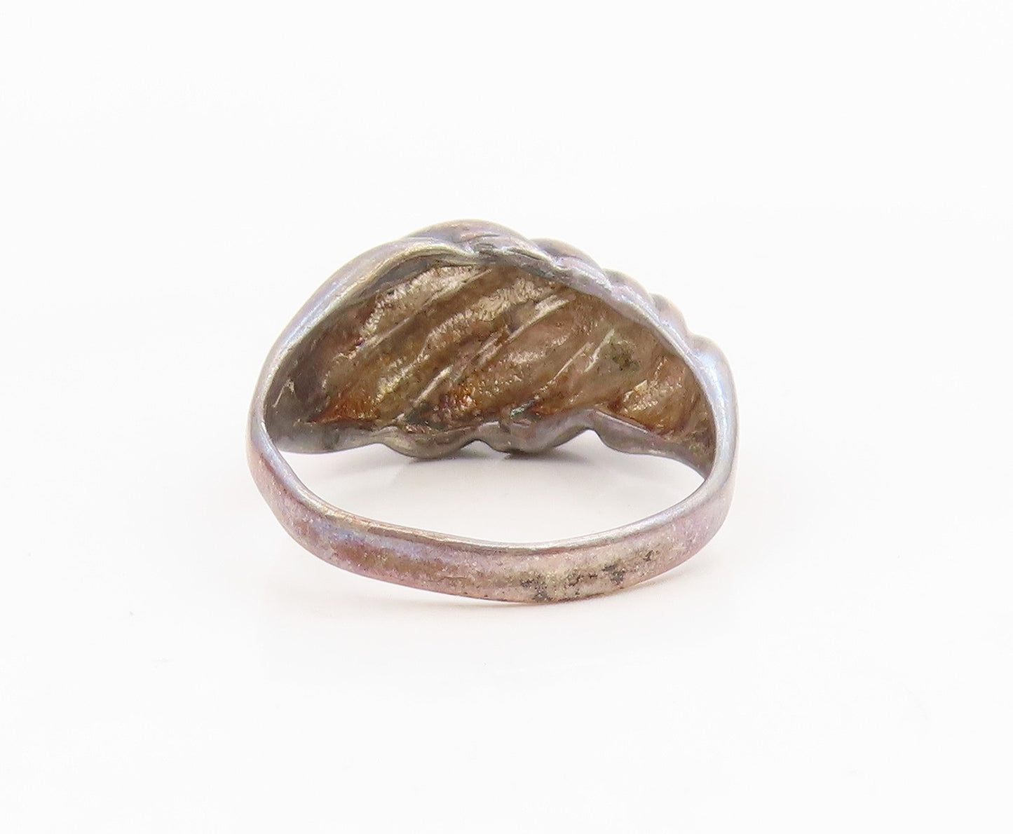 925 Sterling Silver Vintage Ring Modernist Ribbed Dome Band  Sz 7.5  RG34966