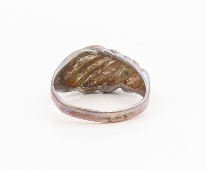 925 Sterling Silver Vintage Ring Modernist Ribbed Dome Band  Sz 7.5  RG34966