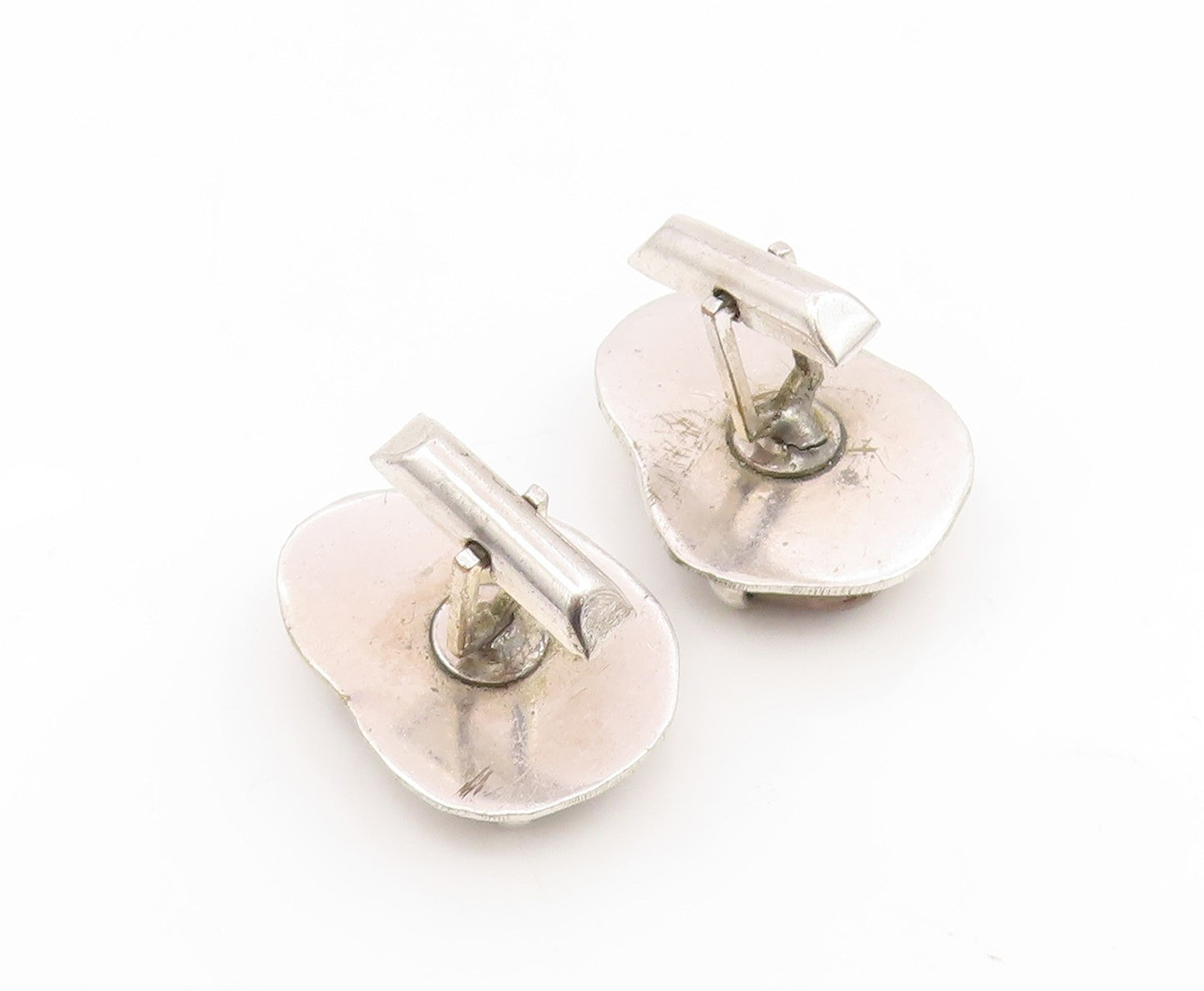 925 Sterling Silver Vintage Cufflinks JACOB OLDAK Cabochon Agate Gothic  TR4203