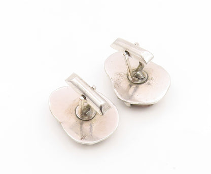 925 Sterling Silver Vintage Cufflinks JACOB OLDAK Cabochon Agate Gothic  TR4203