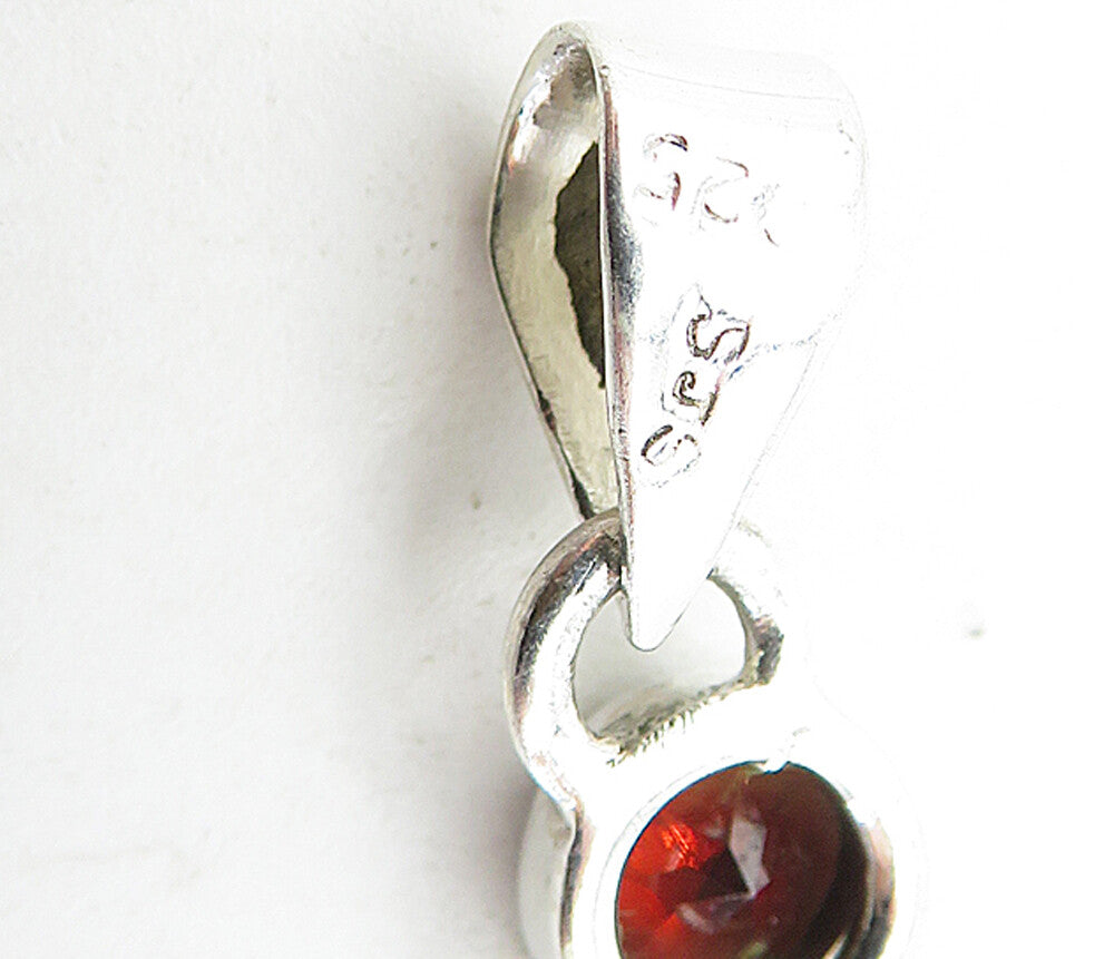925 Sterling Silver  Quartz & Red Topaz Dangling Tear Drop Pendant  PT3378