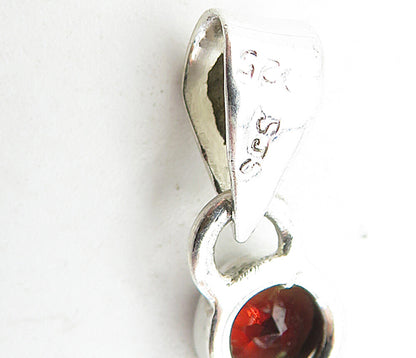 925 Sterling Silver  Quartz & Red Topaz Dangling Tear Drop Pendant  PT3378