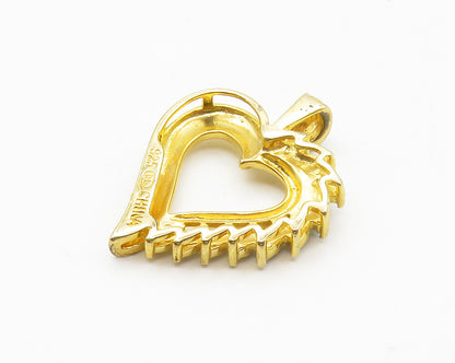 925 Sterling Silver  Genuine Diamond Gold Plated Love Heart Pendant  PT11392