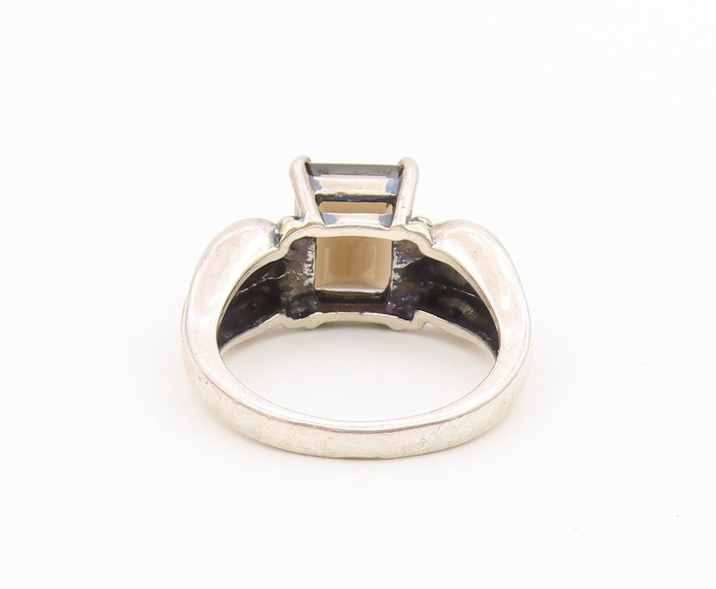 925 Sterling Silver Vintage Ring AVON Smoky Quartz Grooved Band  Sz 7  RG36613