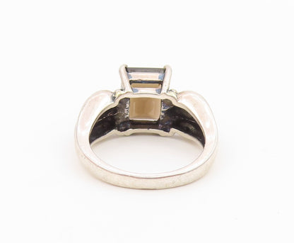 925 Sterling Silver Vintage Ring AVON Smoky Quartz Grooved Band  Sz 7  RG36613