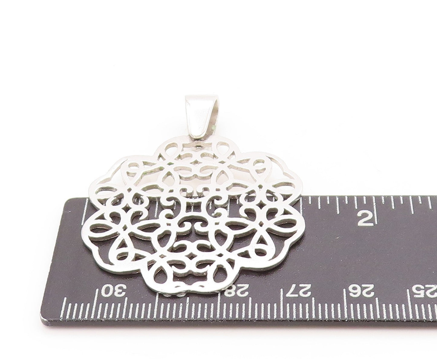925 Sterling Silver Vintage Pendant Floral Filigree Cut Out Design  PT25092