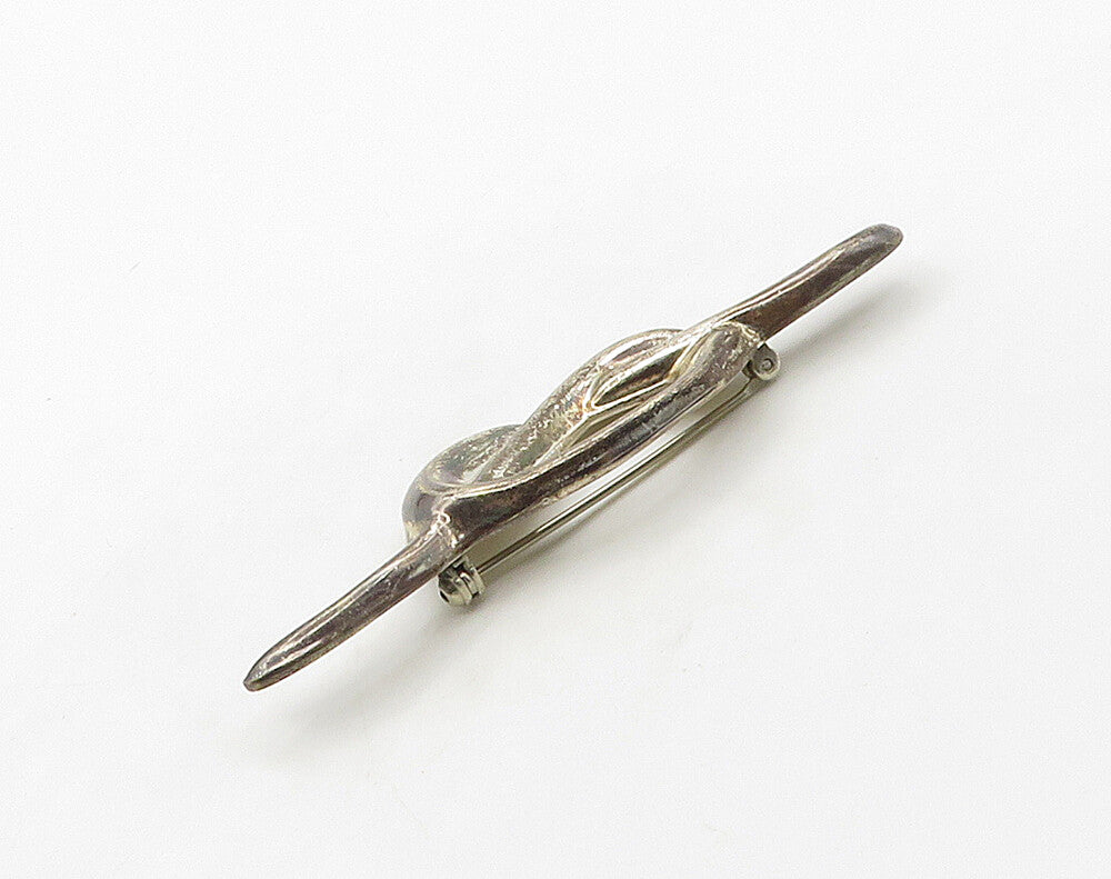 MEXICO 925 Sterling Silver  Vintage Pretzel Twist Knot Brooch Pin  BP6383