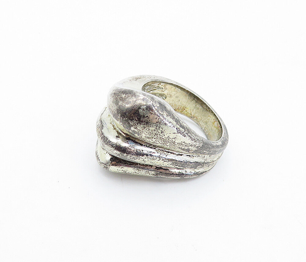 925 Sterling Silver  Vintage Modernist Fluted Dome Band Ring Sz 7  RG4359