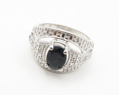 ROSS SIMON 925 Silver  Sapphire & Genuine Diamond Band Ring Sz 8  RG13918