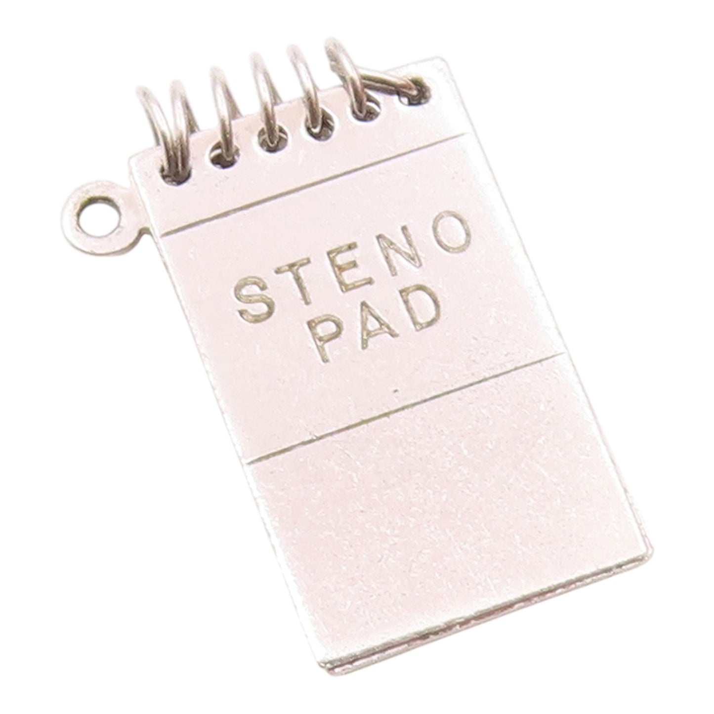 925 Sterling Silver  Vintage Etched Steno Pad Notebook Pendant (OPENS) PT20822