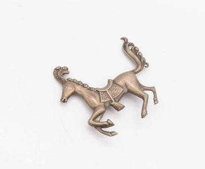 925 Sterling Silver Vintage Brooch Pin LANG 3D Cutout Running Horse  BP11201