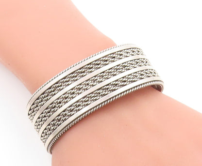 TAHE 925 NAVAJO Sterling Silver  Vintage Shiny Rope Twist Cuff Bracelet BT2204