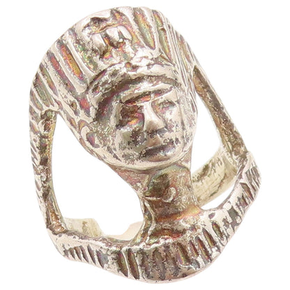 925 Sterling Silver Vintage Ring Etched Majesty Pharaoh Head Band  Sz 6  RG36531