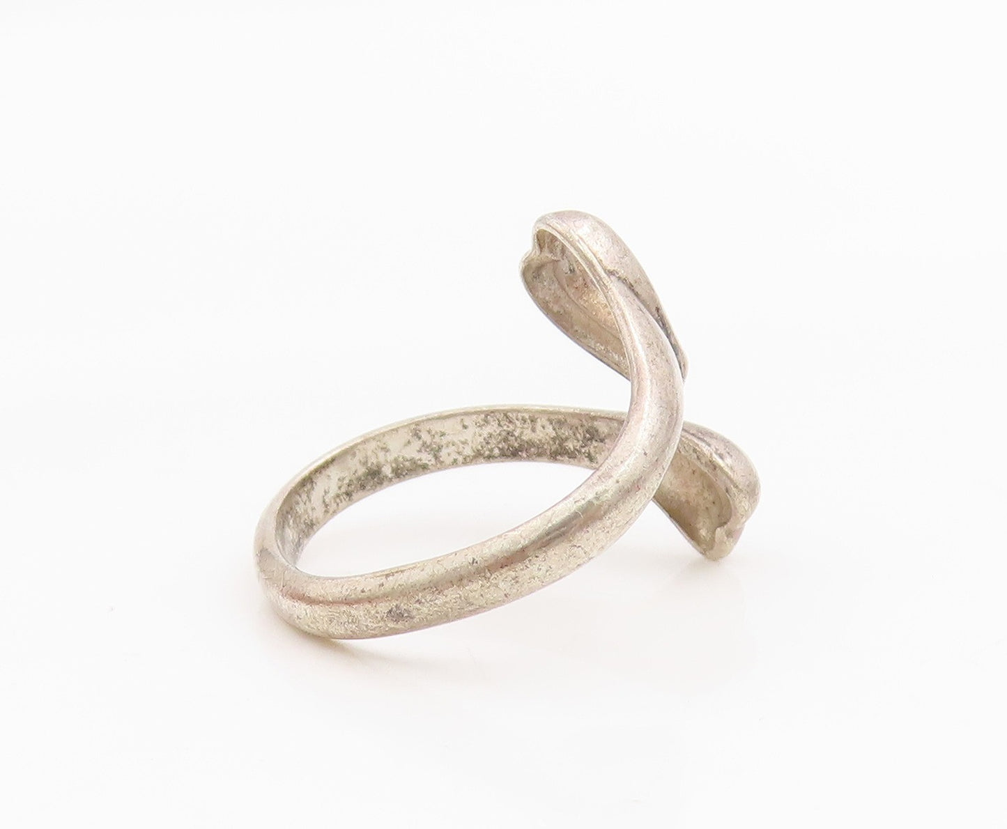 925 Sterling Silver Vintage Ring Minimalist Love Heart Bypass  Sz 5.5  RG34203