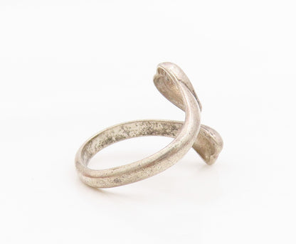 925 Sterling Silver Vintage Ring Minimalist Love Heart Bypass  Sz 5.5  RG34203