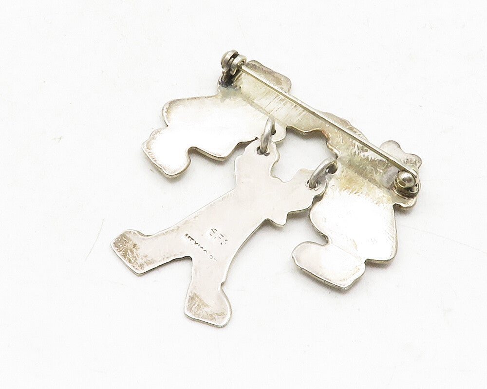 EFS MEXICO 925 Sterling Silver  Vintage Little Children Brooch Pin  BP4638