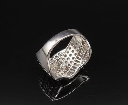 925 Silver  Vintage Multi Shape Cubic Zirconia Swirl Band Ring Sz 7  RG25900