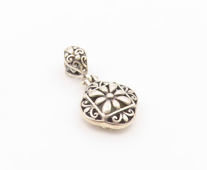 925 Sterling Silver  Vintage Abalone Shell Swirl Floral Motif Pendant  PT19826