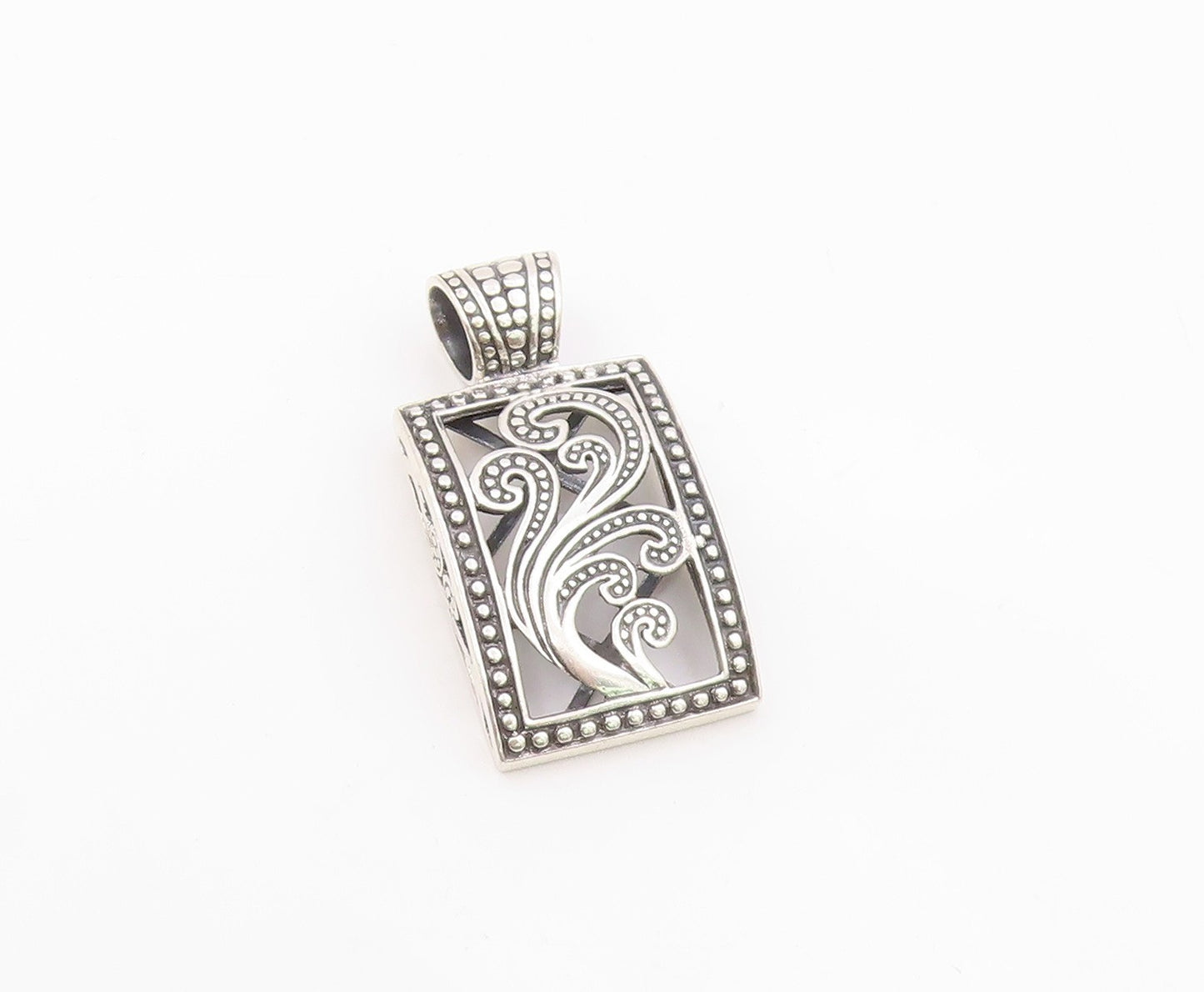 SILPADA 925 Silver  Vintage Shiny Swirl Square Bordered Pendant  PT19566