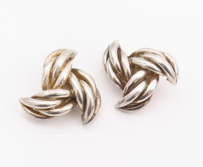 925 Sterling Silver Vintage Earrings GIVENCHY Love Knot Braided Clip On  EG13628