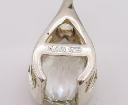 925 Sterling Silver  Vintage Minimalist Topaz Rain Drop Pendant  PT22105