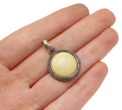 925 Sterling Silver  Vintage Dome Shell Drop Pendant  PT2326