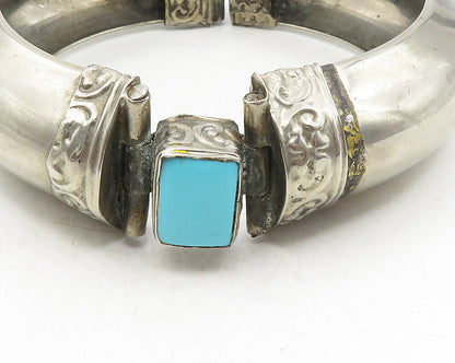 925 Sterling Silver  Vintage Turquoise Swirl Detail Bangle Bracelet  BT4160