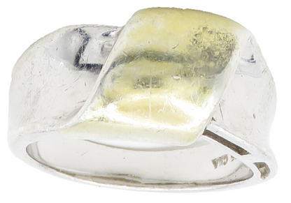 925 Sterling Silver  Vintage Shiny Two Tone Smooth Band Ring Sz 9  RG15876