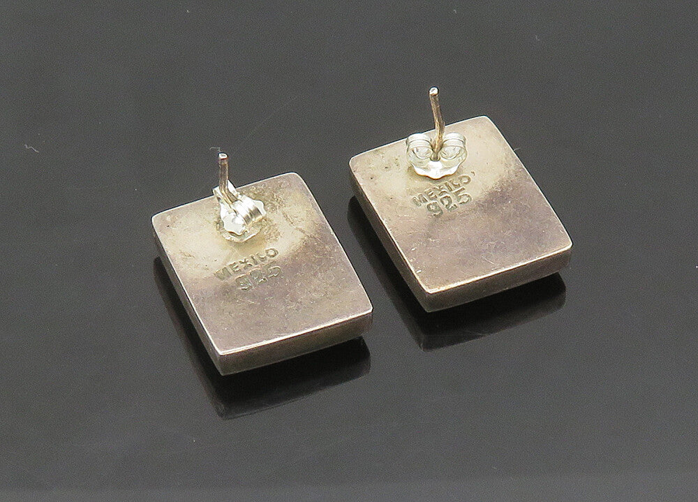 MEXICO 925 Sterling Silver  Vintage Petite Flower Art Drop Earrings  EG10569