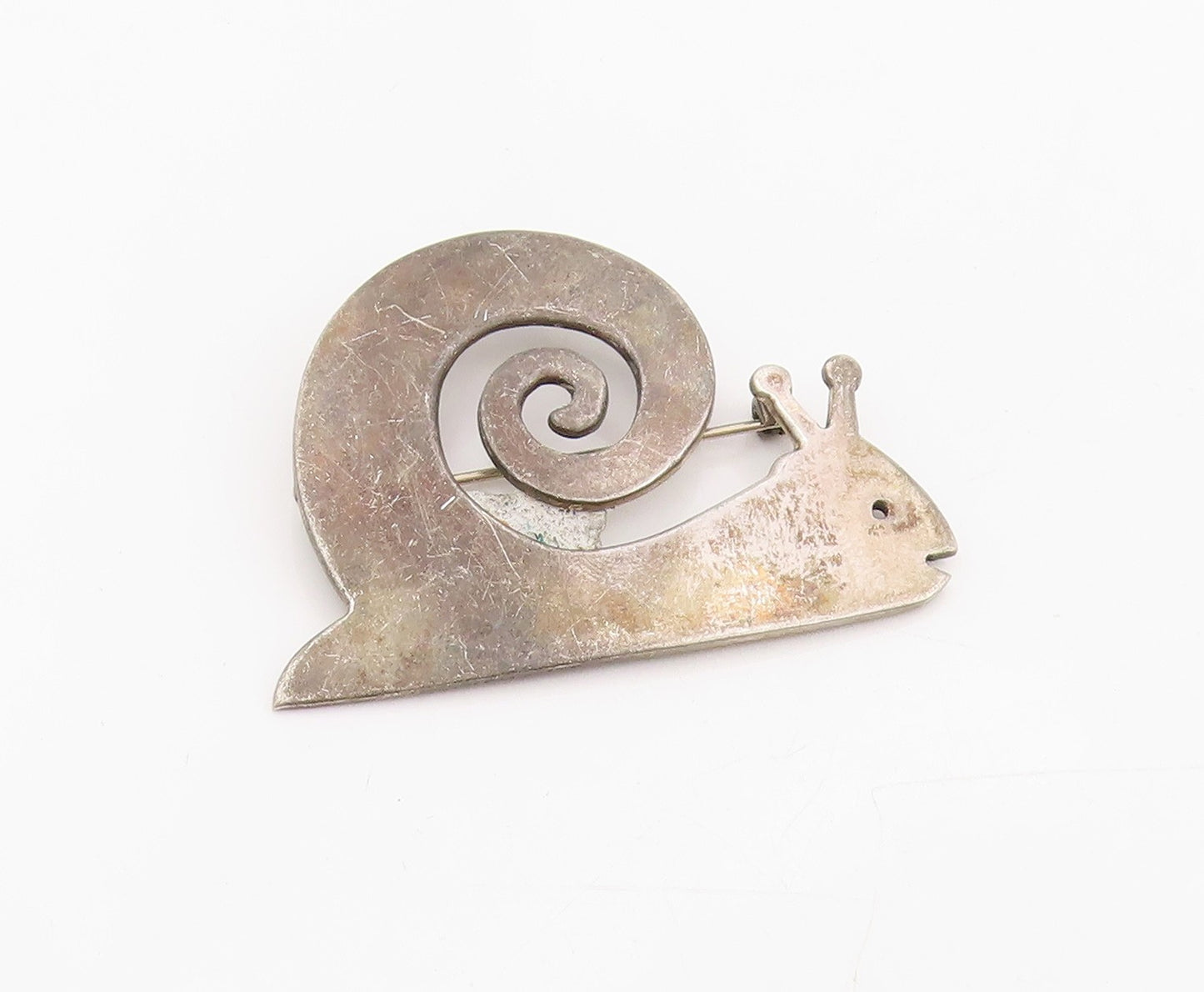925 Sterling Silver Vintage Brooch MEXICO Abstract Snail Design Pin   BP12082