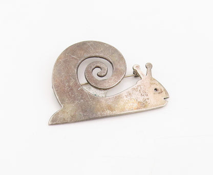 925 Sterling Silver Vintage Brooch MEXICO Abstract Snail Design Pin   BP12082