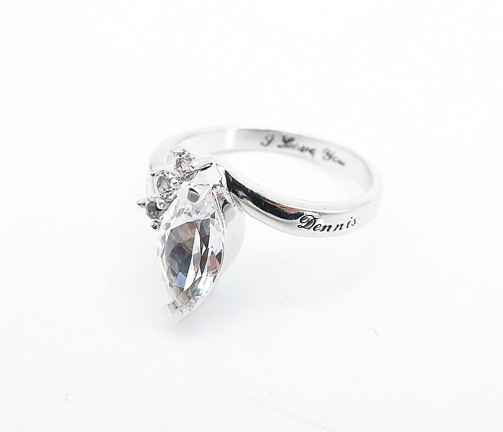 925 Sterling Silver  Cubic Zirconia Linda & Dennis Band Ring Sz 6  RG6071
