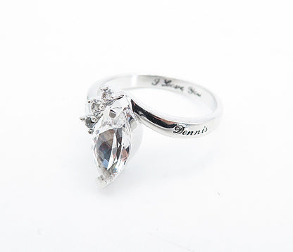 925 Sterling Silver  Cubic Zirconia Linda & Dennis Band Ring Sz 6  RG6071