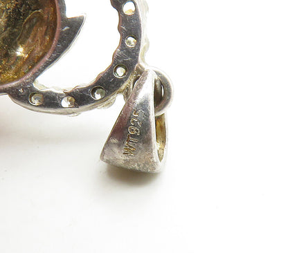925 Sterling Silver  Vintage Cubic Zirconia Leaping Dolphin Pendant  PT13277
