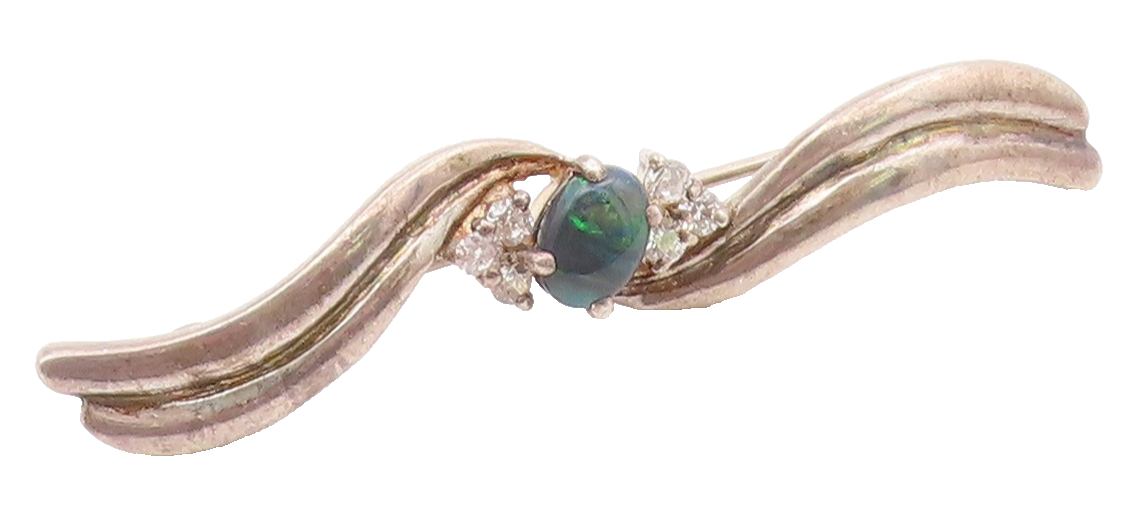 925 Sterling Silver  Vintage Labradorite & Topaz Ribbon Brooch Pin  BP7397