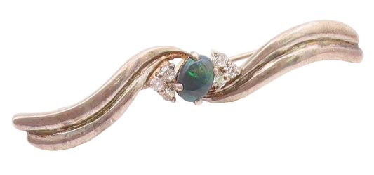 925 Sterling Silver  Vintage Labradorite & Topaz Ribbon Brooch Pin  BP7397