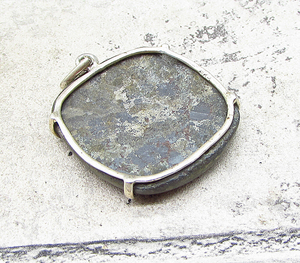 925 Sterling Silver  Vintage Cabochon Cut Jasper Drop Pendant  PT1499