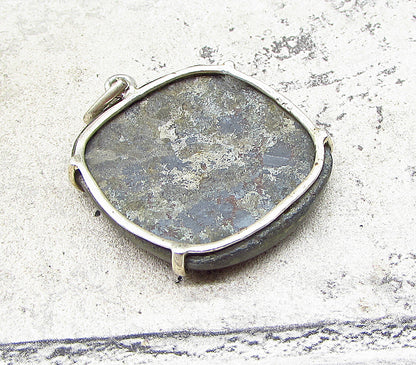 925 Sterling Silver  Vintage Cabochon Cut Jasper Drop Pendant  PT1499