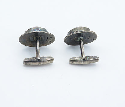 BEBE 925 Sterling Silver  Vintage Cabochon Cut Jasper Round Cuff Links  TR1295