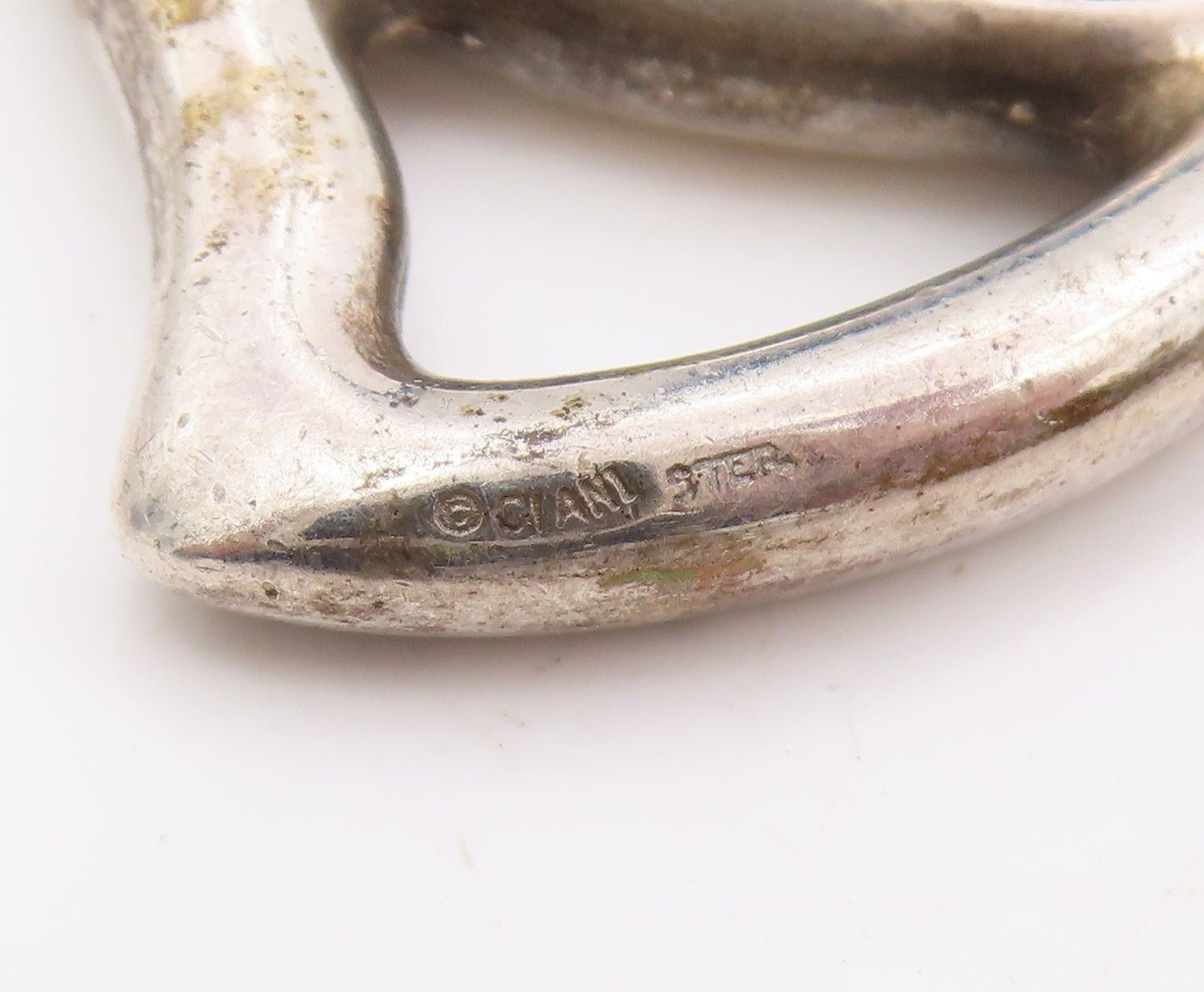 925 Sterling Silver Vintage Pendant CIANI Modernist Sculpted Wave Charm  PT25302