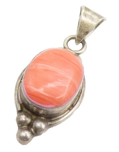 MEXICO 925 Sterling Silver Vintage Cabochon Rhodochrosite Pendant PT10575