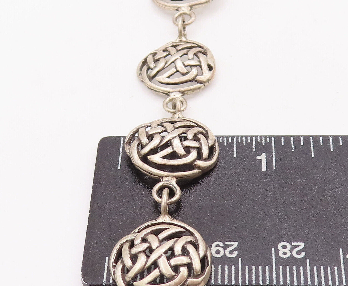 925 Sterling Silver Vintage Bracelet Round Cutout Celtic Knots  BT10637