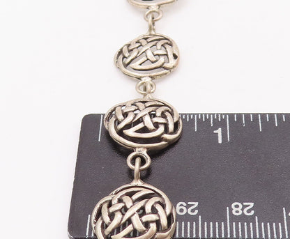 925 Sterling Silver Vintage Bracelet Round Cutout Celtic Knots  BT10637