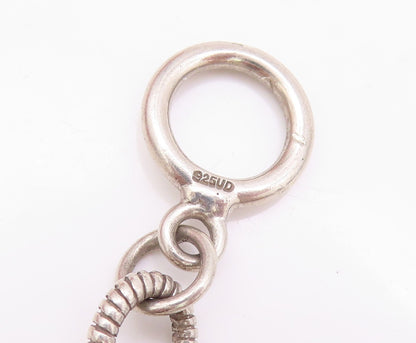 925 Sterling Silver Vintage Bracelet Roped Rings Dangling Diamonds Heart BT11250