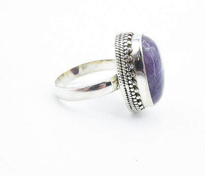 925 Sterling Silver  Cabochon Cut Amethyst Oval Cocktail Ring Sz 9  RG7750