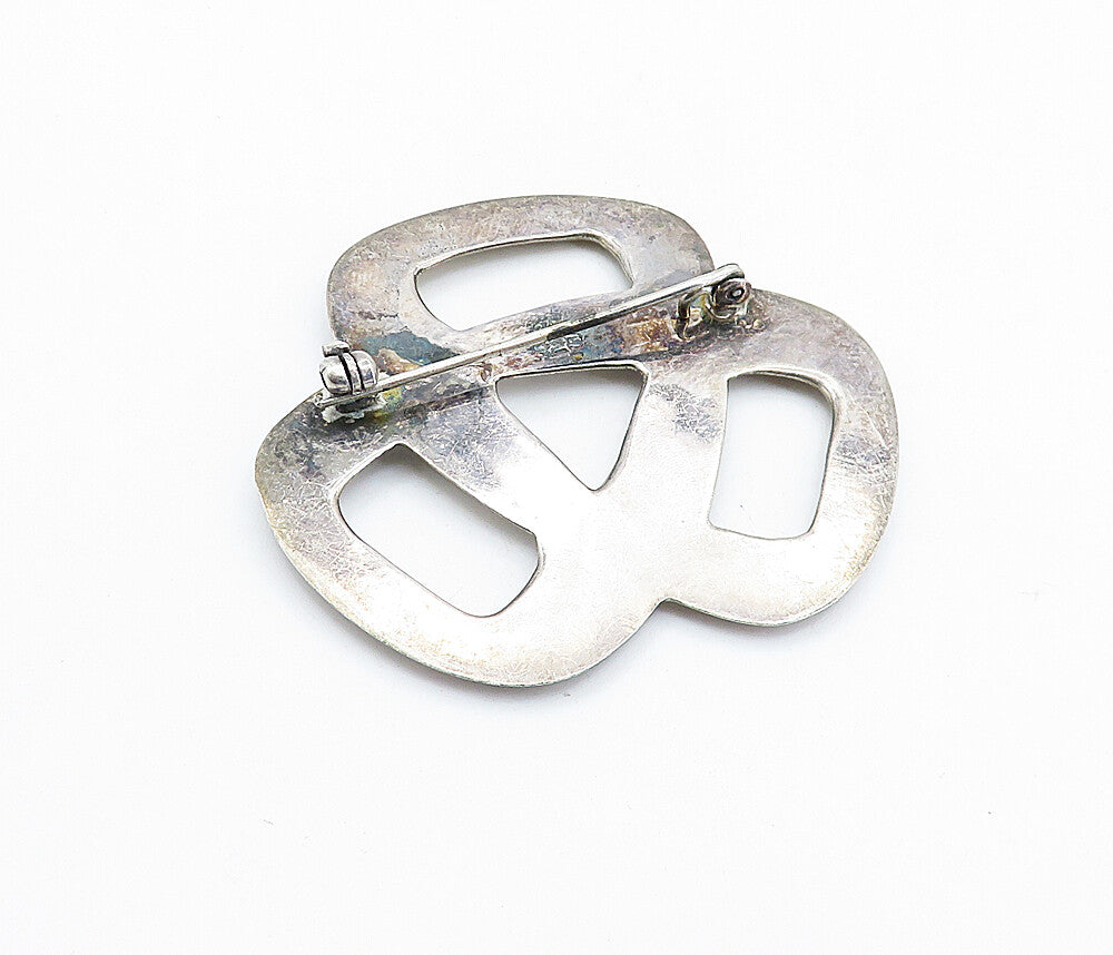 925 Sterling Silver  Vintage Shiny Smooth Pretzel Knot Brooch Pin  BP2428