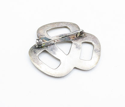 925 Sterling Silver  Vintage Shiny Smooth Pretzel Knot Brooch Pin  BP2428