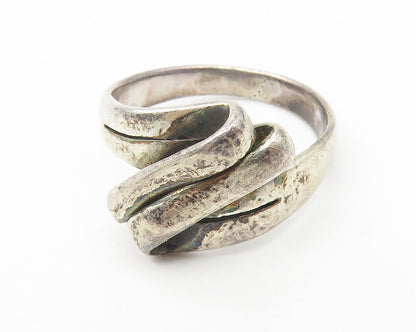 925 Sterling Silver  Vintage Folded Ribbon Design Band Ring Sz 7  RG11013