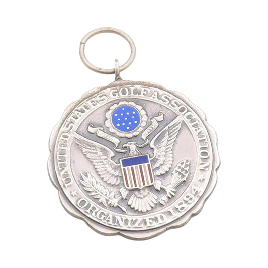 925 Sterling Silver Vintage Pendant 1894 US Golf Association Logo Carved PT24689