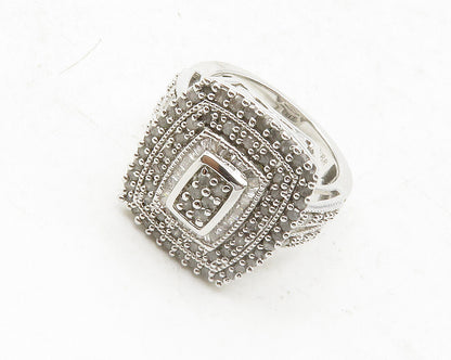 925 Sterling Silver   Genuine Diamonds Shiny Split Cocktail Ring Sz 7  RG12493